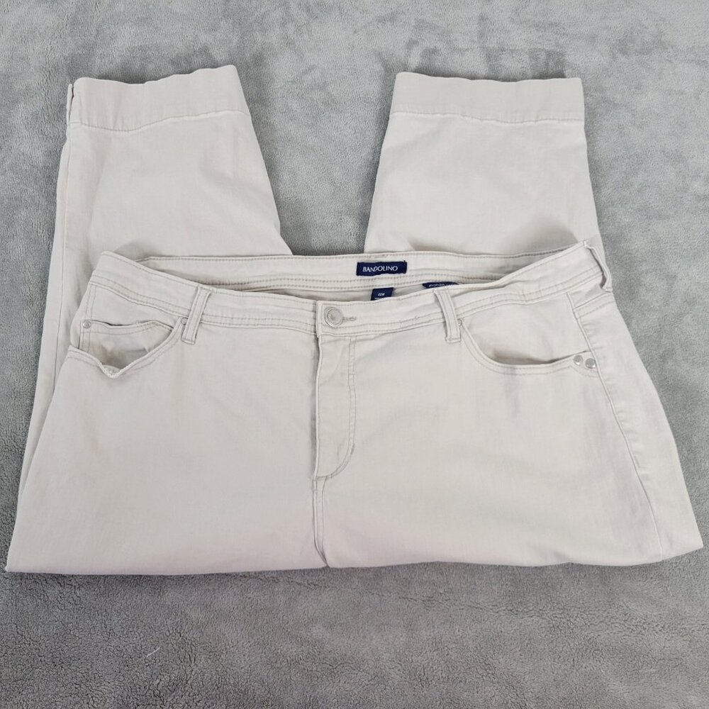 Bandolino Mandie Women 22W Plus Capri Jeans Beige Denim Stretch 5-Pocket CAP17E